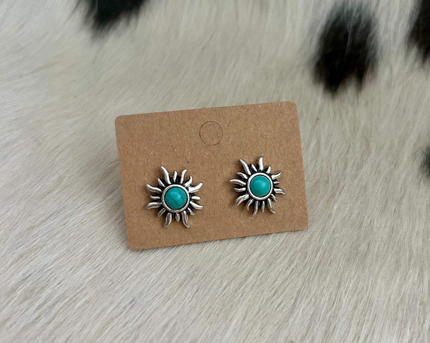 Turquoise Stone Sun flare Earrings