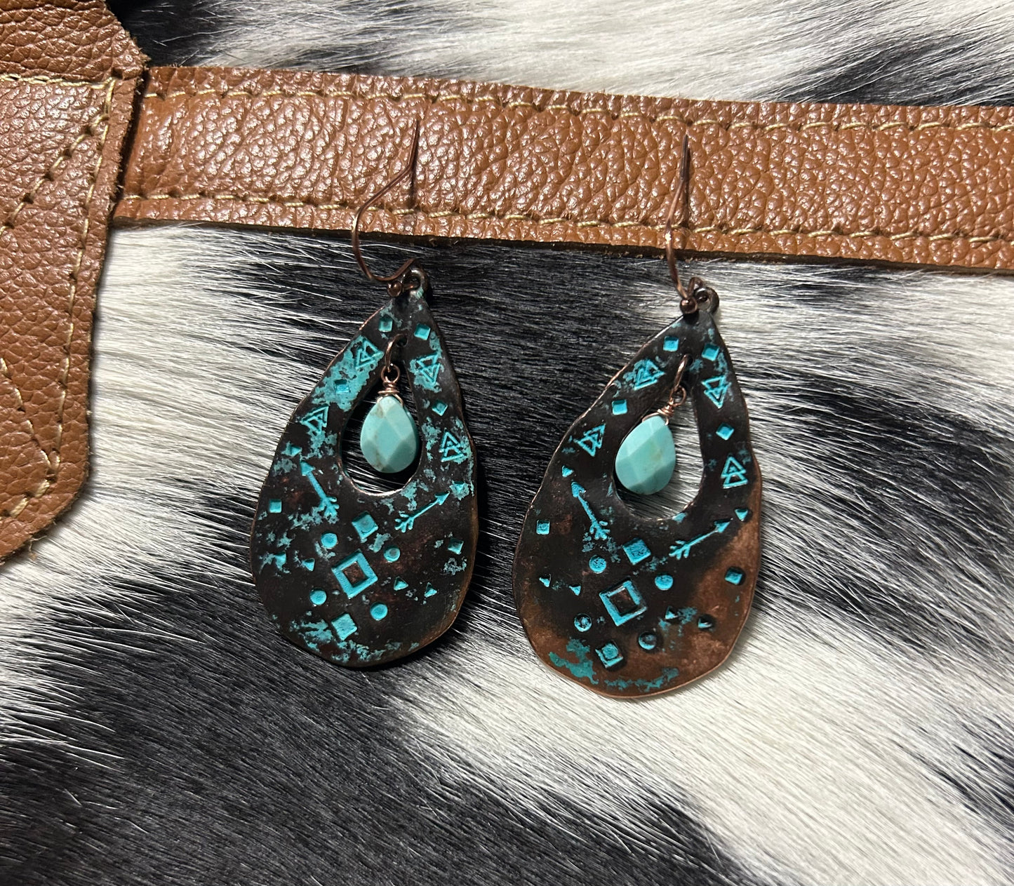 Cooper/Teal Arrow Earrings
