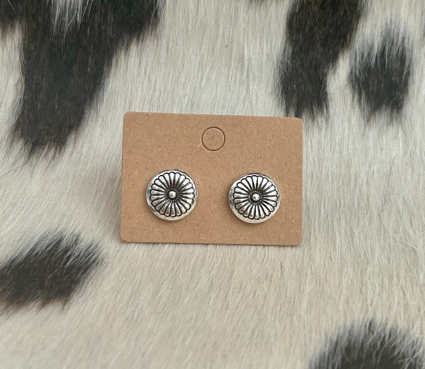 Silver Concho Stud Earrings