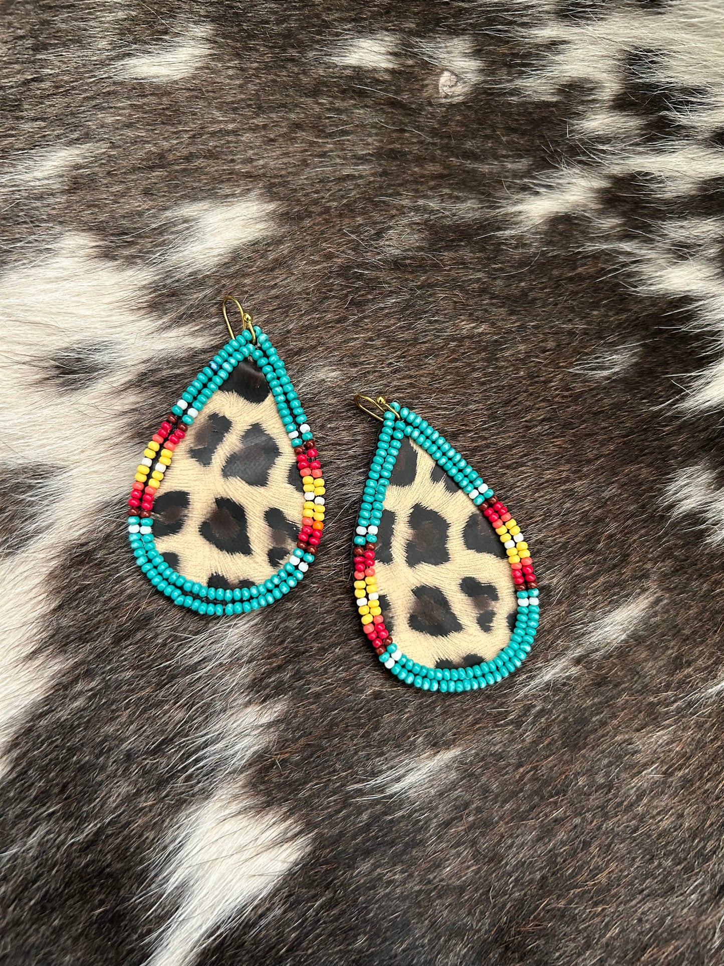 Leopard Beaded Earrings