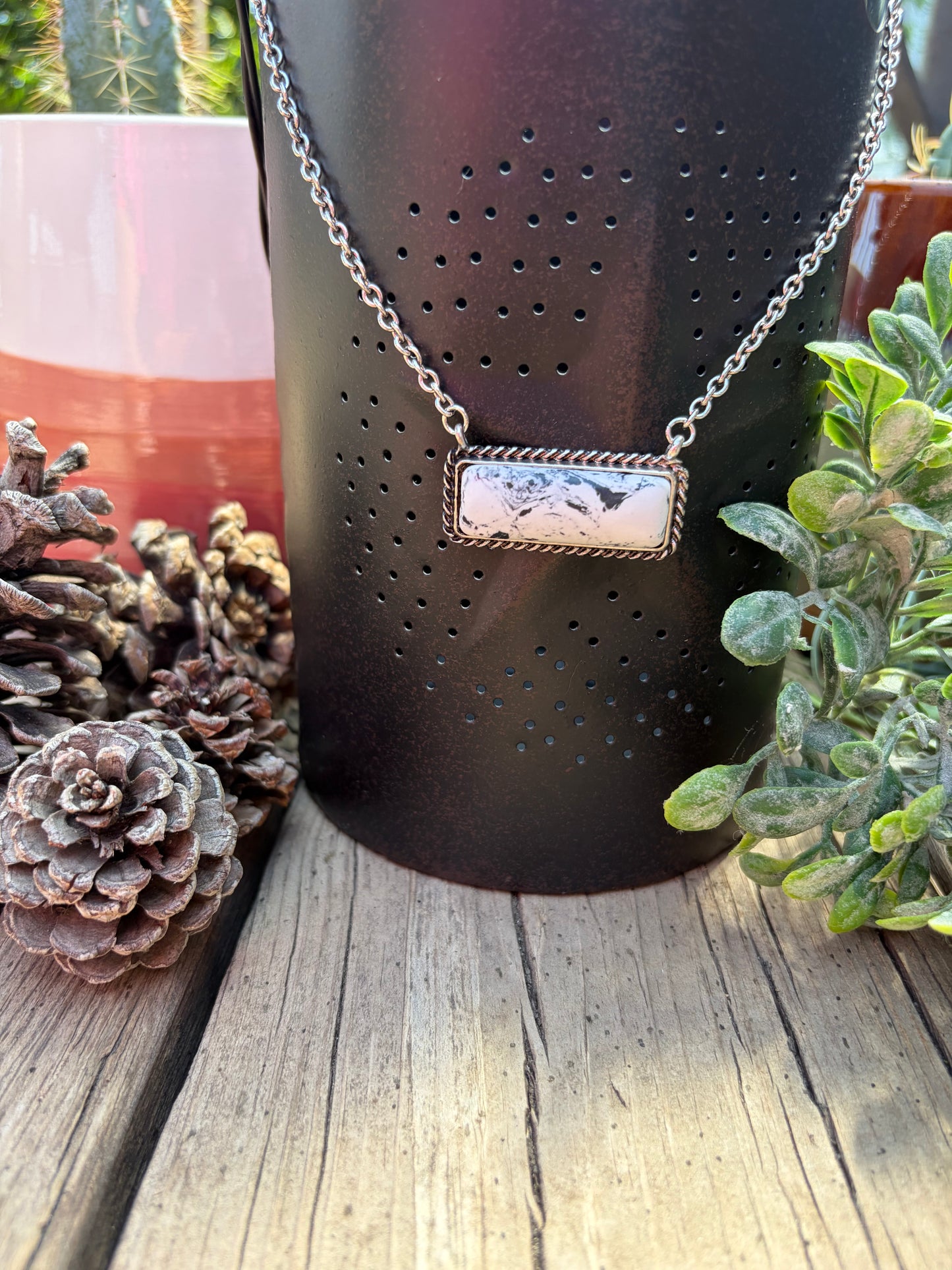 Western Semi Stone Bar Necklace