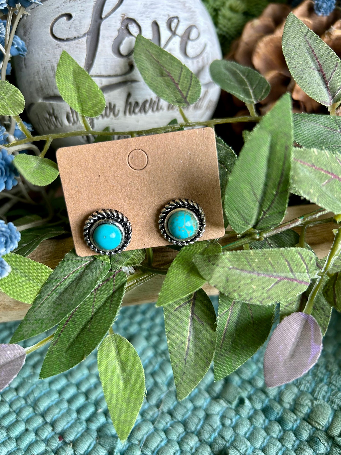 Turquoise Stone Round Stud