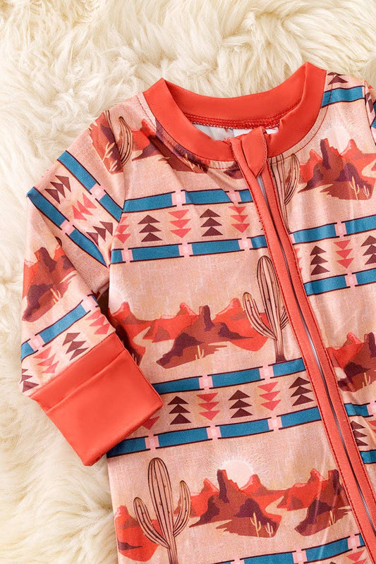 Dessert and aztec printed baby onesie with footie. RPG51310 AMY