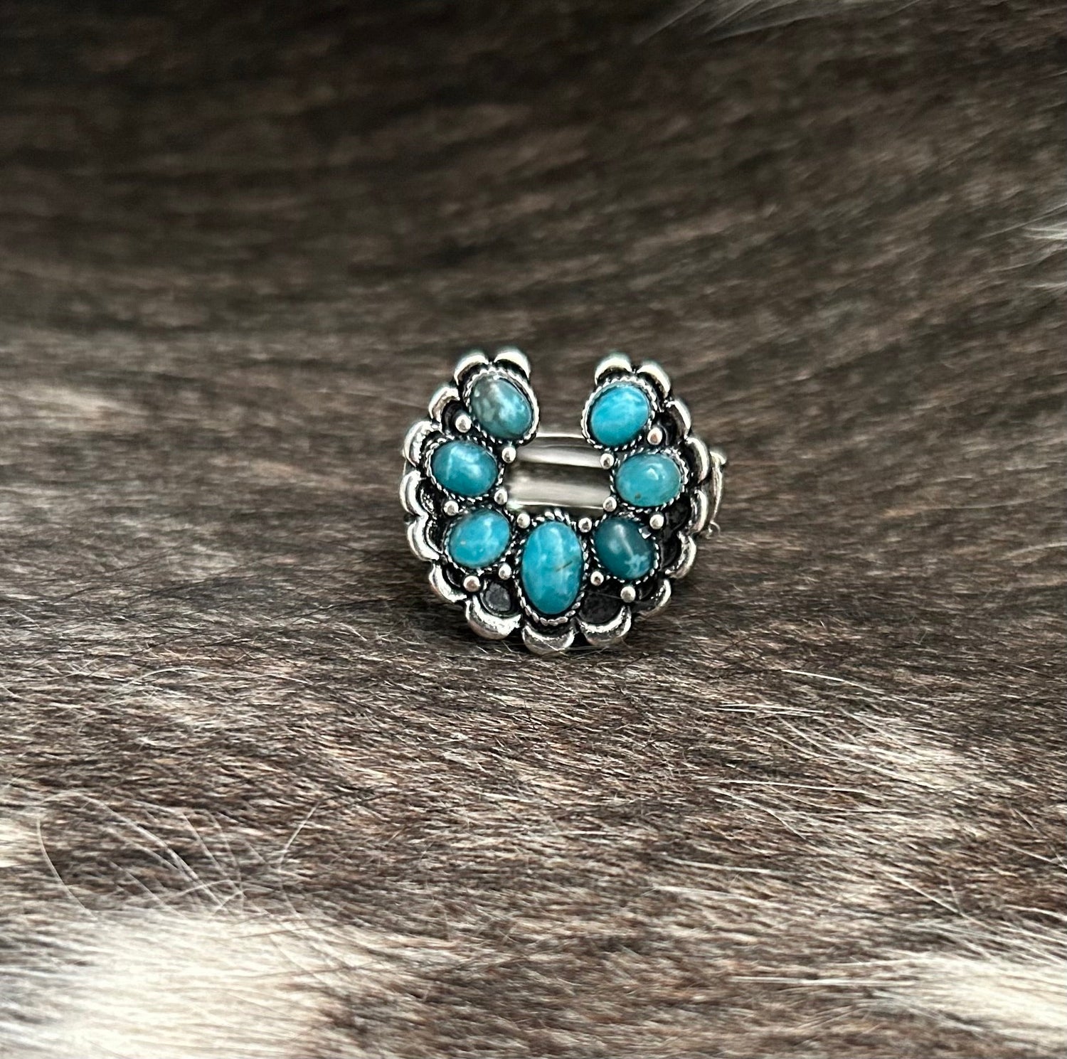 Western Horse Show Ring with Faux Turquoise accents