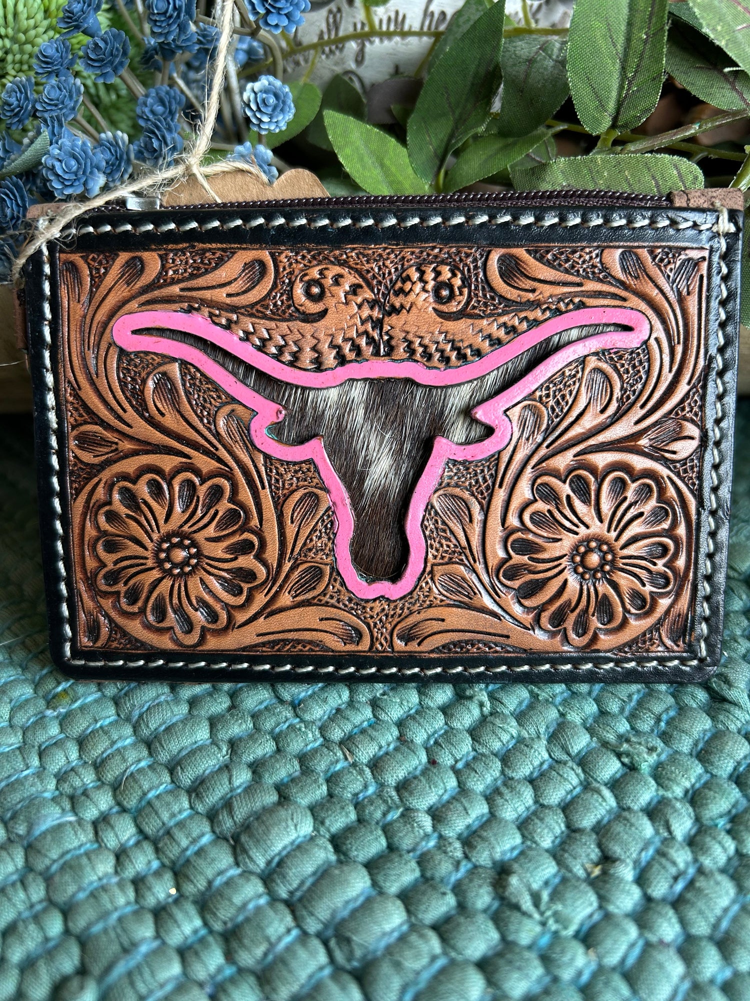 Longhorn leather wallet