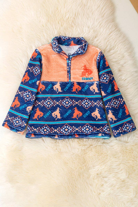 Howdy" Horse rider printed pullover sweater. TPB50514 JEAN