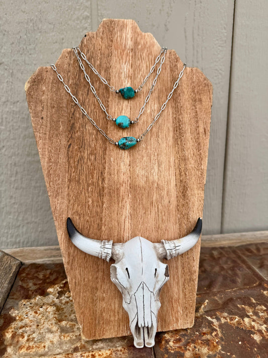 XL Kingman Turquoise Nugget Bar Chokers/western Necklace