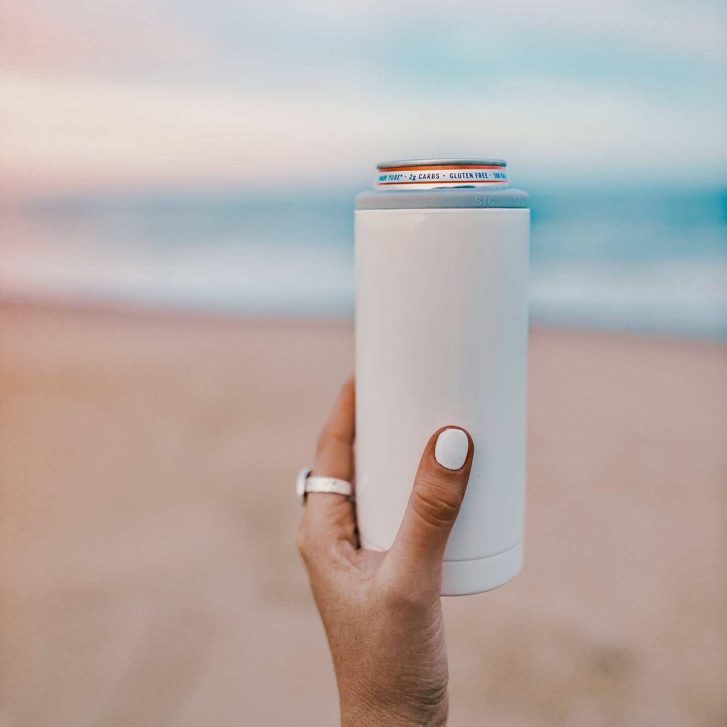SIC Slim Can Cooler | Gloss Ice White