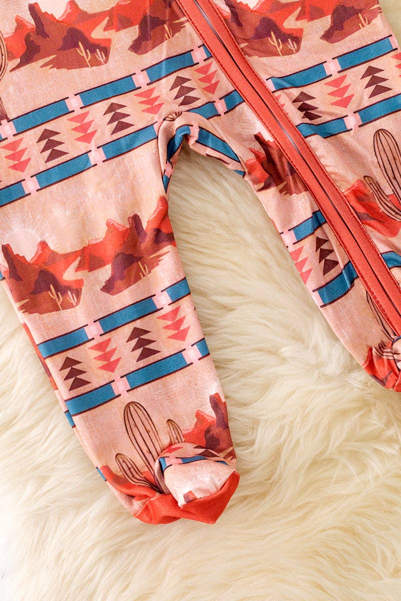 Dessert and aztec printed baby onesie with footie. RPG51310 AMY