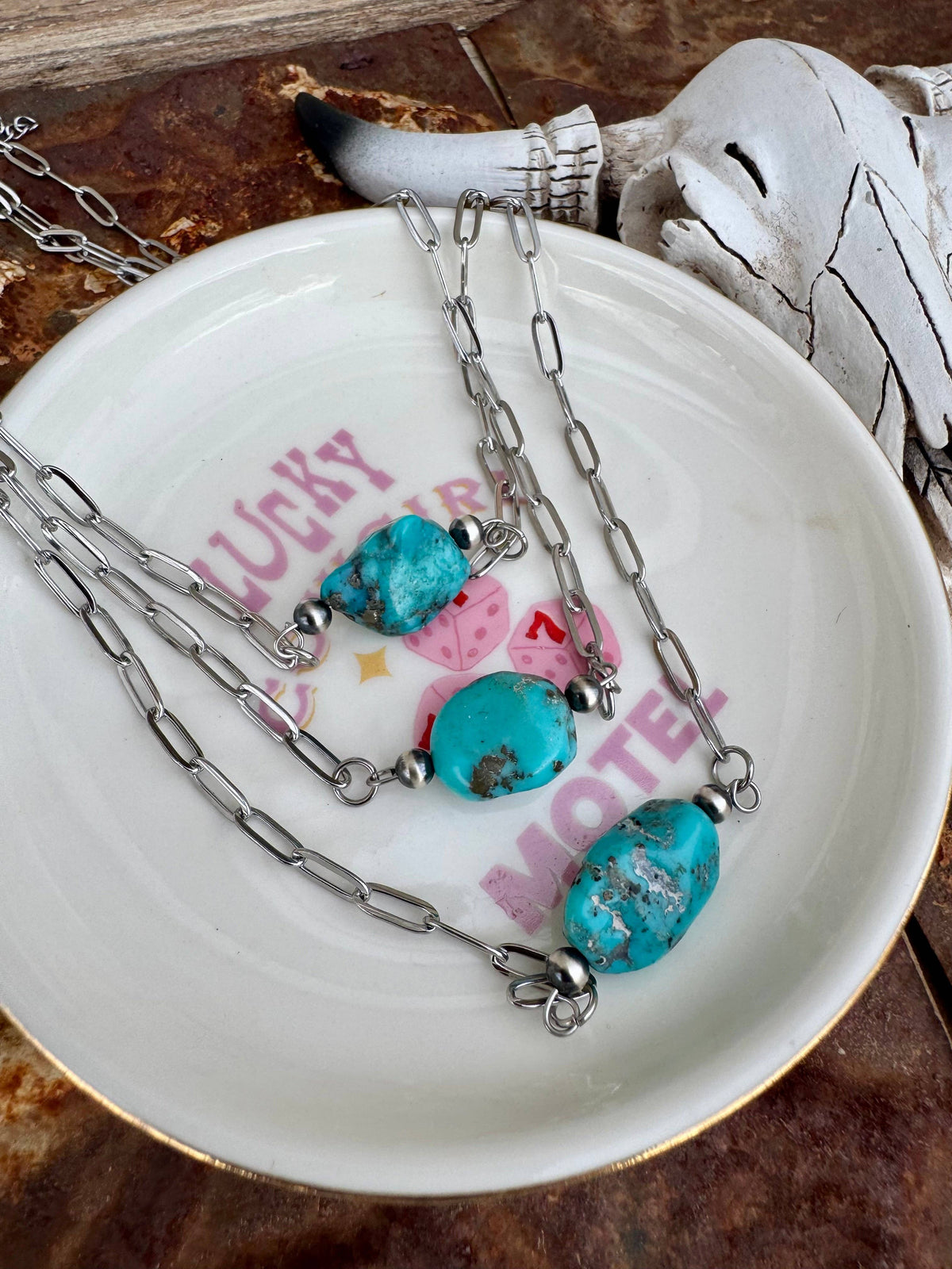 XL Kingman Turquoise Nugget Bar Chokers/western Necklace