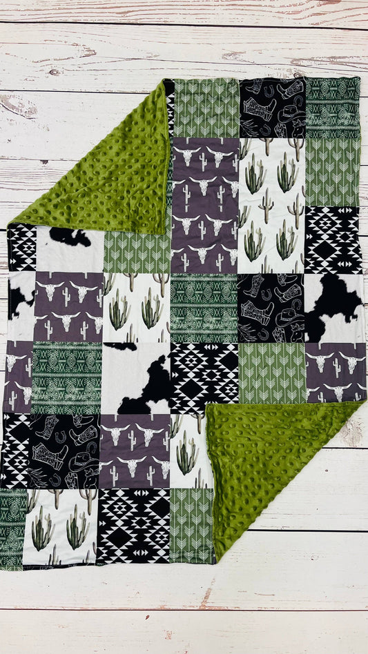 Baby Olive Cows Cactus Blanket
