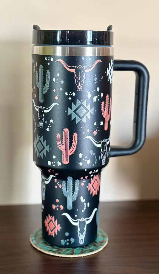 Longhorn Cactus Western Tumbler