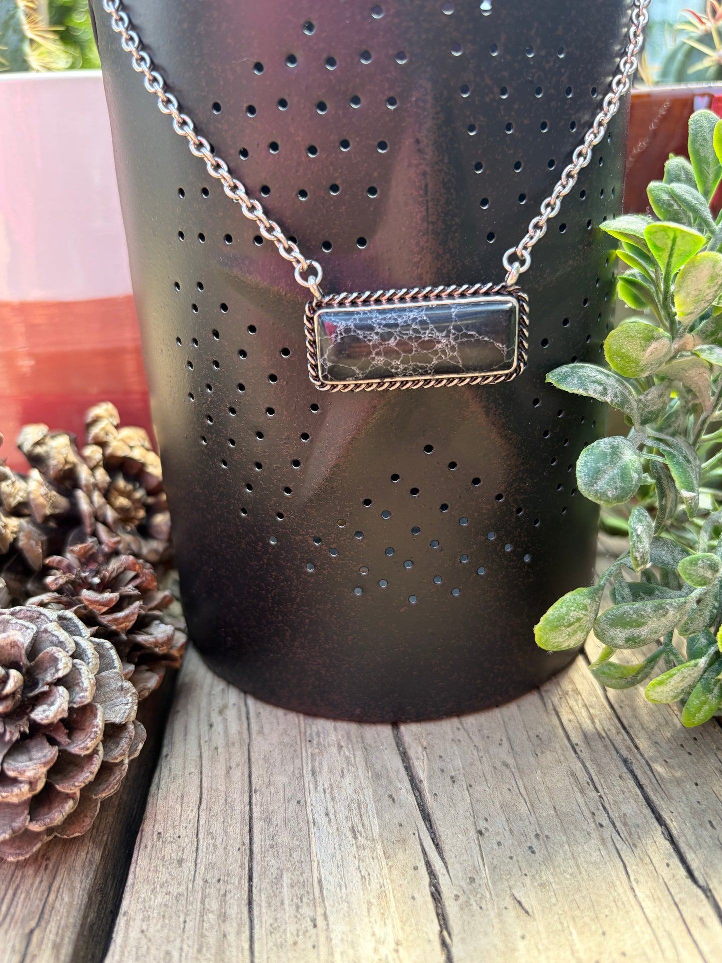 Western Semi Stone Bar Necklace