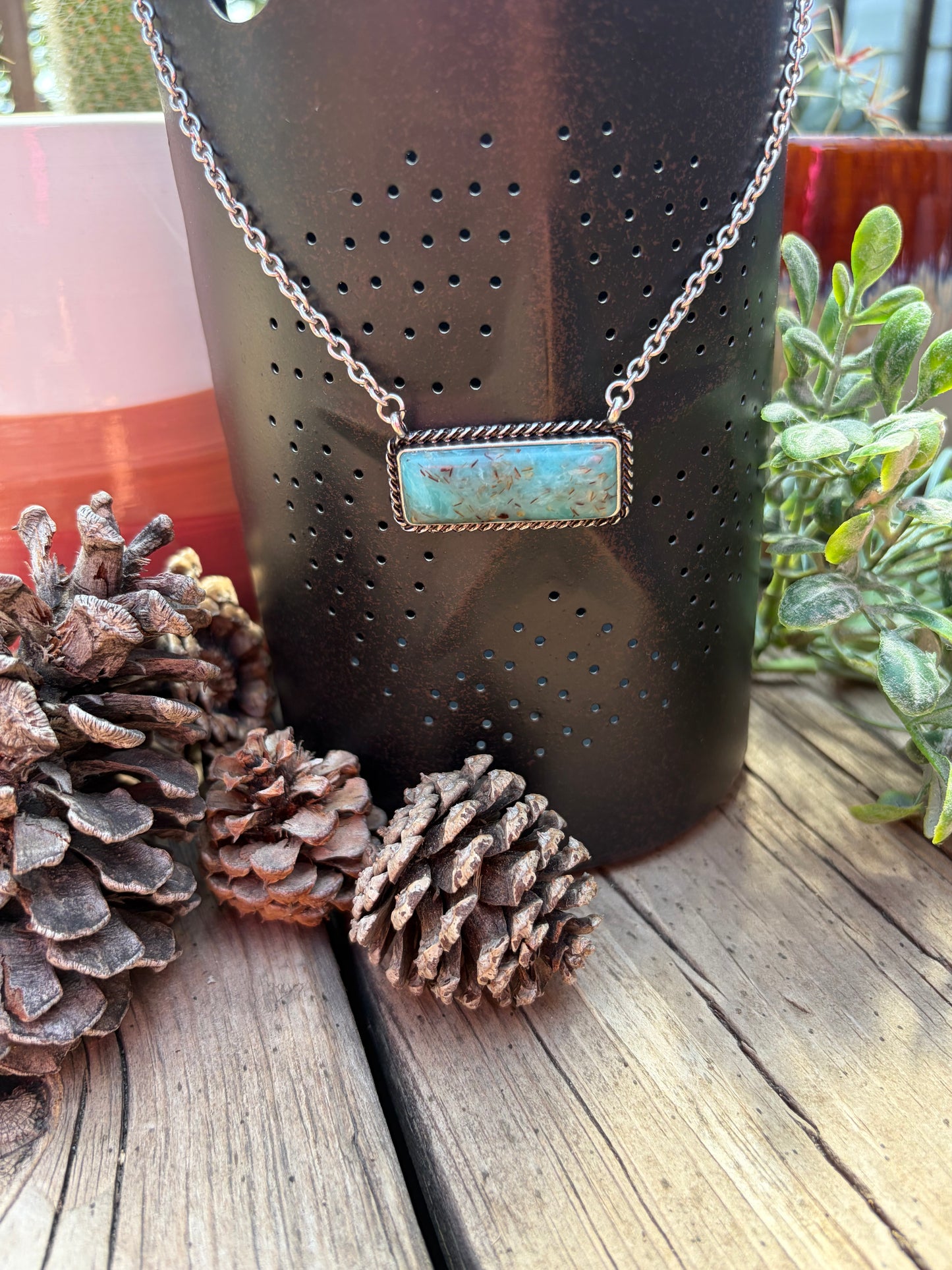 Western Semi Stone Bar Necklace