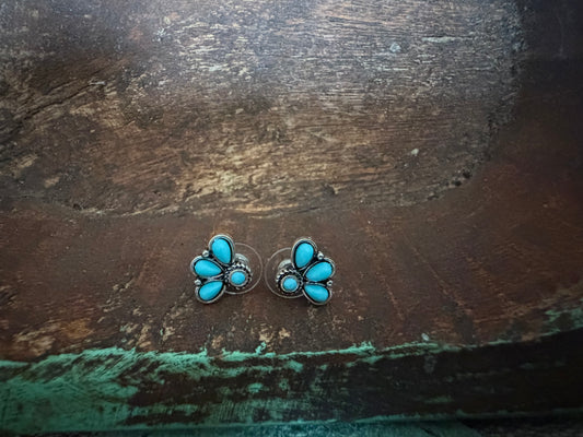 turquoise half flower stud