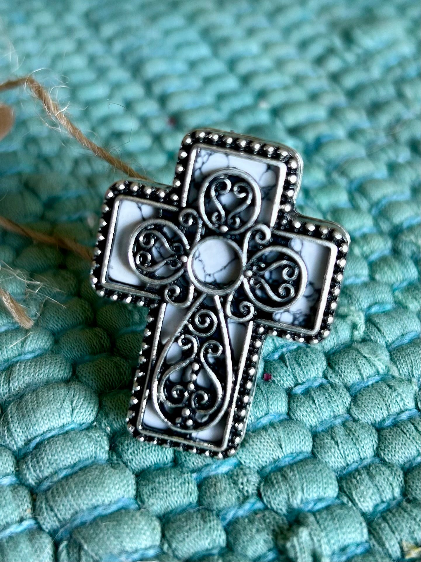 Cross Ring with marble inlay