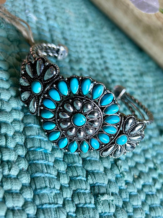 Turquoise Studded Silver Bracelet